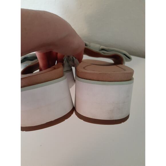 UGG Joan Ladies Green Bow Accent Slip On Platform Slides Sandals size 7.5 - Picture 5 of 7